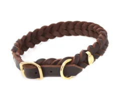 Relaxoo Fettleder Hundehalsband Geflochten Messing Just Hundesport Edition