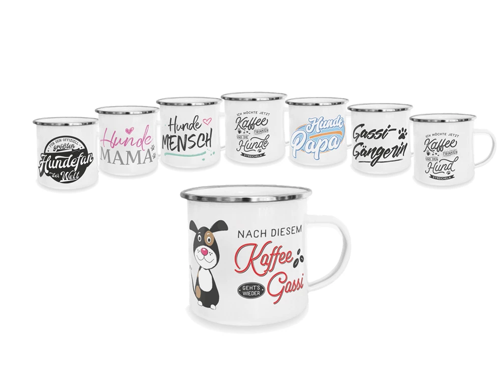 Pfotenschild Emaille-Tasse Erst Kaffee Dann Gassi 4 Pfotenschild Emaille-Tasse Erst Kaffee Dann Gassi – Bild 2