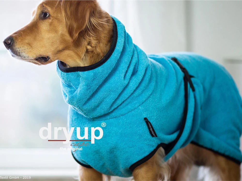 Dryup Cape Hundebademantel Cyan 4 Dryup Cape Hundebademantel Cyan – Bild 2