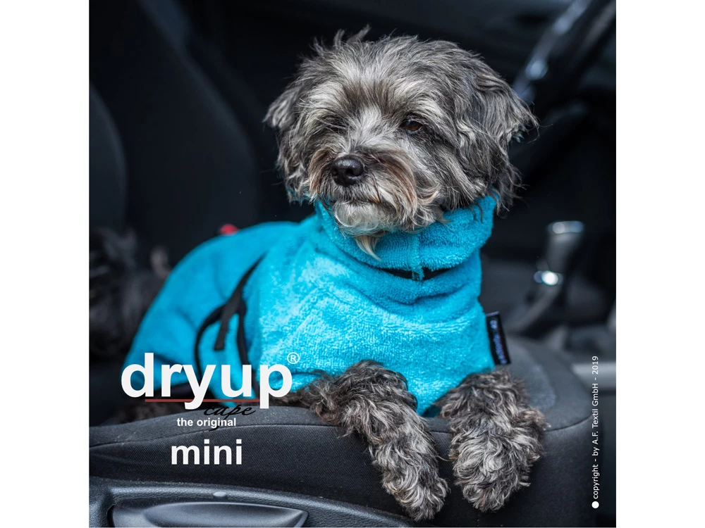 Dryup Cape Hundebademantel Mini Cyan 4 Dryup Cape Hundebademantel Mini Cyan – Bild 2
