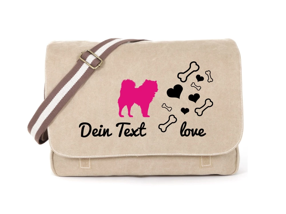 Akita Canvas Tasche Sahara Bones & Hearts 3 Akita Canvas Tasche Sahara Bones & Hearts