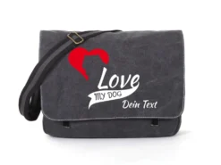 Akita Canvas Tasche Schwarz My Dog Love