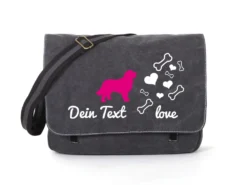 Berner Sennenhund Canvas Tasche Schwarz Bones & Hearts