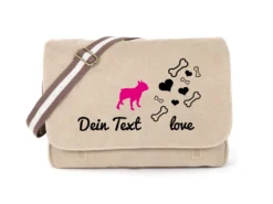 Bulldogge Canvas Tasche Sahara Bones & Hearts