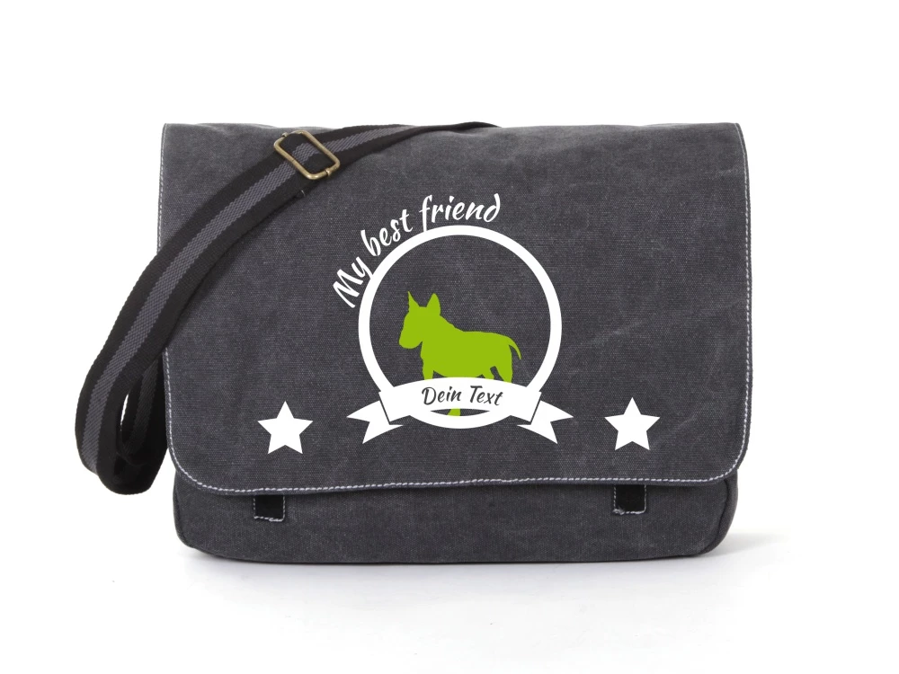 Bullterrier Canvas Tasche Schwarz 3 Bullterrier Canvas Tasche Schwarz