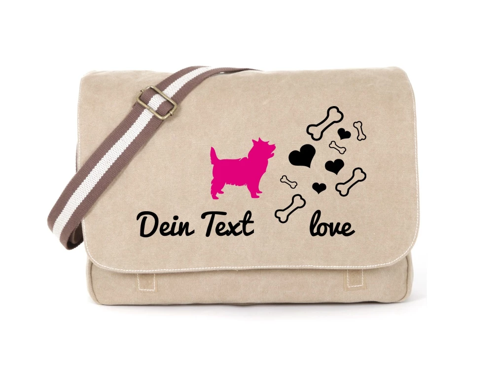 Cairn Terrier Canvas Tasche Sahara Bones & Hearts 3 Cairn Terrier Canvas Tasche Sahara Bones & Hearts