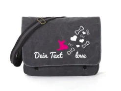 Chihuahua Canvas Tasche Schwarz Bones & Hearts