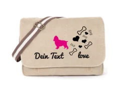 Cocker Spaniel Canvas Tasche Sahara Bones &amp; Hearts