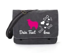 Collie Canvas Tasche Schwarz Bones & Hearts