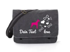 Dobermann Canvas Tasche Schwarz Bones & Hearts