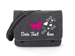 Golden Retriever Canvas Tasche Schwarz Bones & Hearts