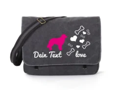 Hovawart Canvas Tasche Schwarz Bones & Hearts