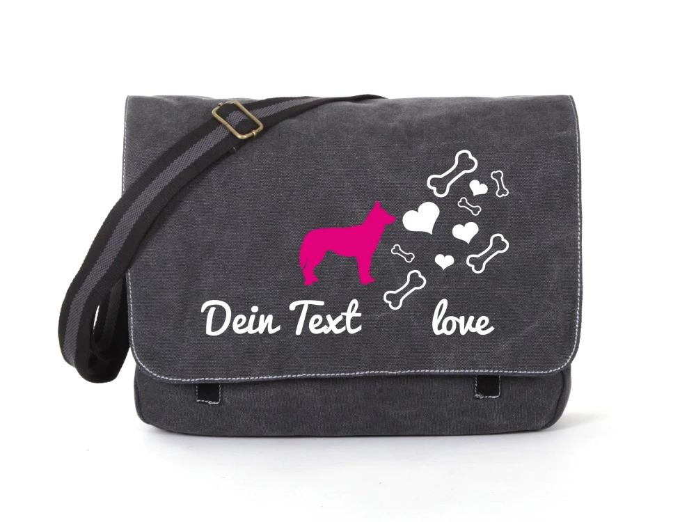 Husky Canvas Tasche Schwarz Bones & Hearts 3 Husky Canvas Tasche Schwarz Bones & Hearts