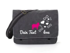 Neufundländer Canvas Tasche Schwarz Bones & Hearts