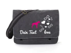 Rhodesian Ridgeback Canvas Tasche Schwarz Bones & Hearts