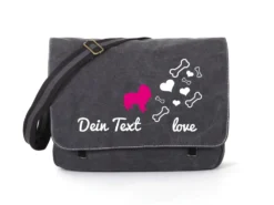 Spaniel Canvas Tasche Schwarz Bones & Hearts
