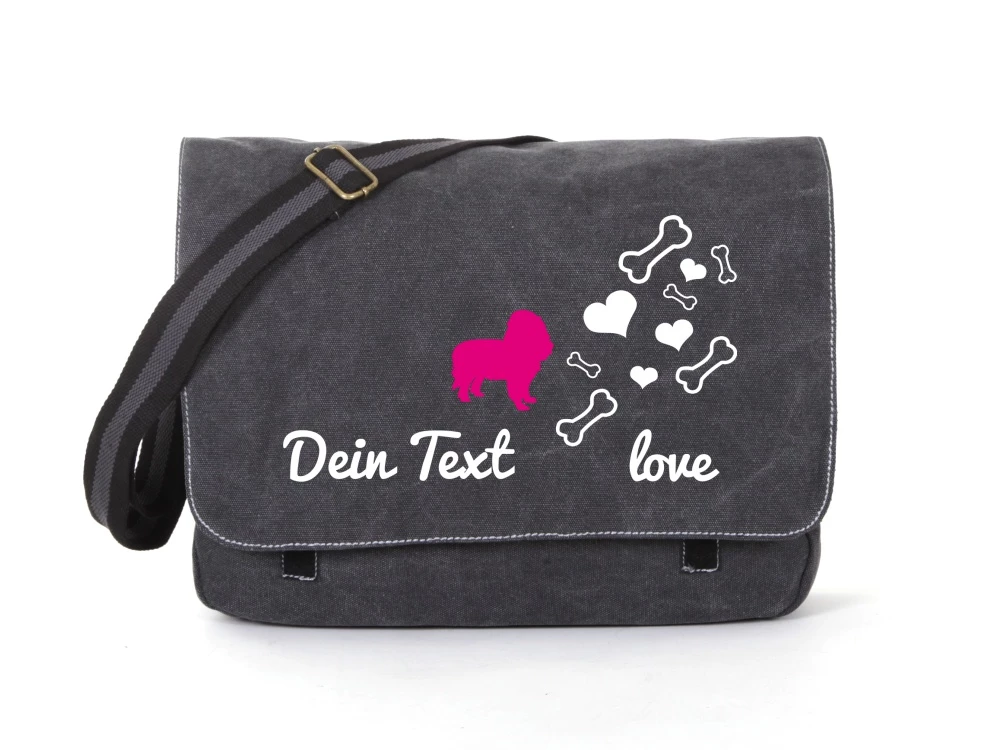 Spaniel Canvas Tasche Schwarz Bones & Hearts 3 Spaniel Canvas Tasche Schwarz Bones & Hearts