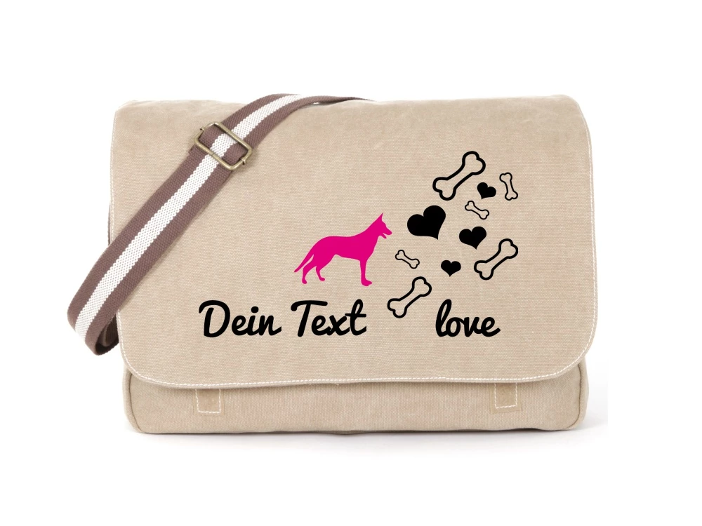 Wolfshund Canvas Tasche Sahara Bones & Hearts 3 Wolfshund Canvas Tasche Sahara Bones & Hearts