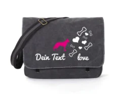 Wolfshund Canvas Tasche Schwarz Bones & Hearts