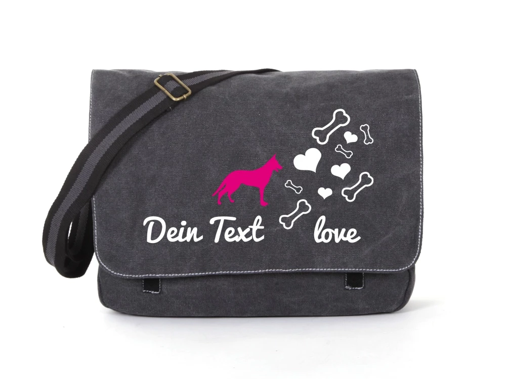 Wolfshund Canvas Tasche Schwarz Bones & Hearts 3 Wolfshund Canvas Tasche Schwarz Bones & Hearts