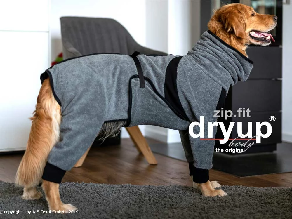 Dryup Body Zip.fit Hundebademantel Anthrazit 3 Dryup Body Zip.fit Hundebademantel Anthrazit
