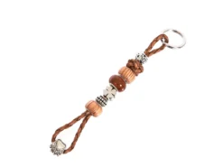 Mein Leder-Schlüsselanhänger Mit Schmucksteinen Tabak