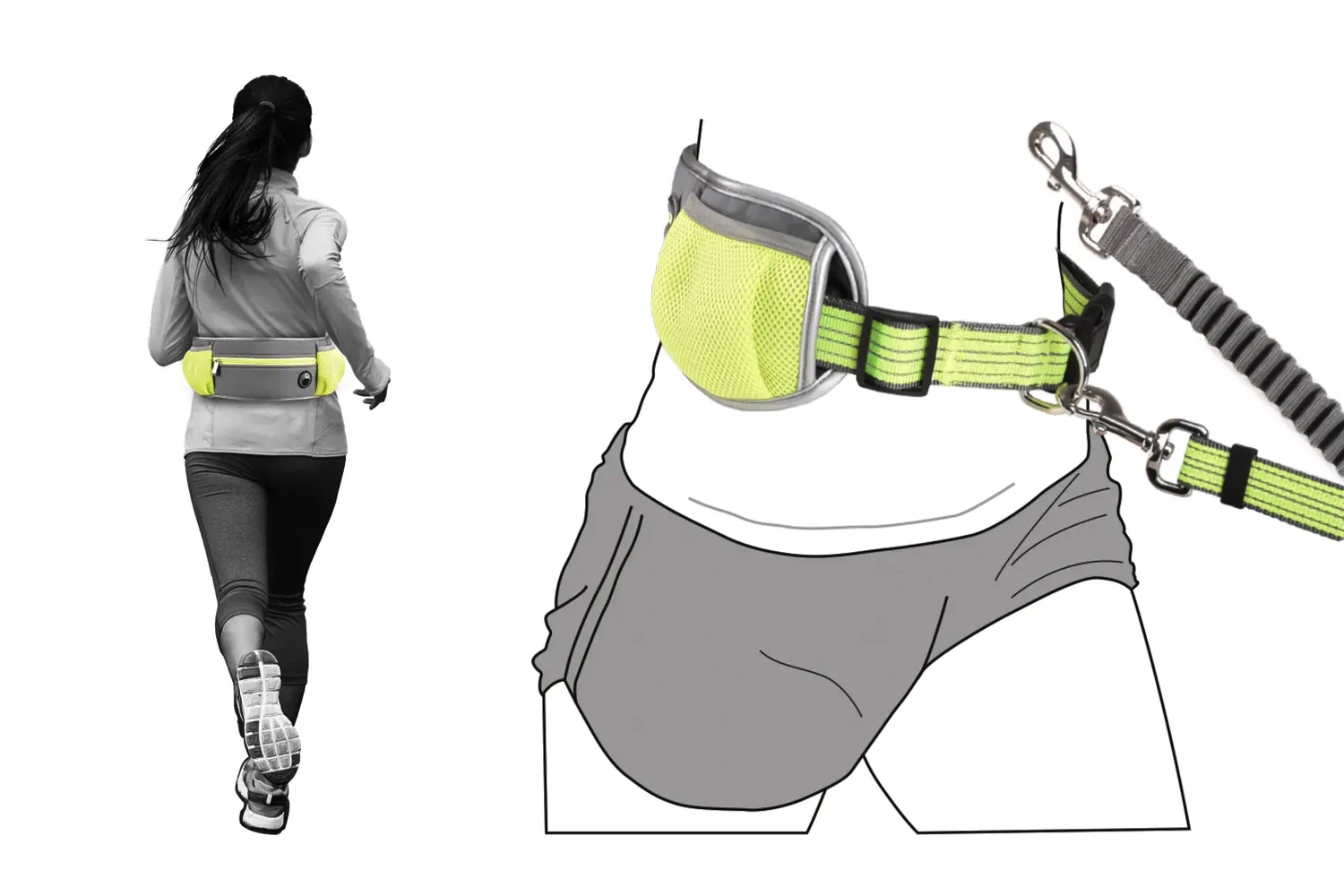 Jogging-Hüftgurt Mit Hundeleine Gelb 6 Jogging-Hüftgurt Mit Hundeleine Gelb – Bild 4