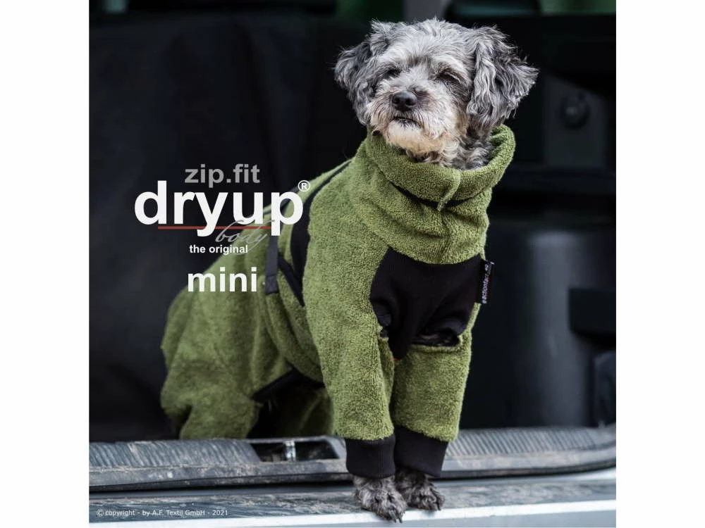 Dryup Body Zip.fit Mini Hundebademantel Moos 3 Dryup Body Zip.fit Mini Hundebademantel Moos