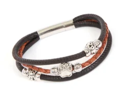 Handgearbeitetes Lederarmband Mit Schmuckperlen Dunkelbraun/rotbraun