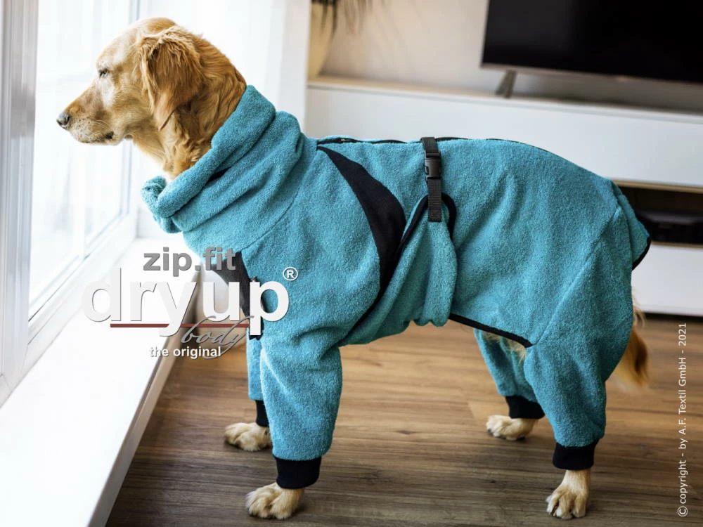 Dryup Body Zip.fit Hundebademantel Petrol 3 Dryup Body Zip.fit Hundebademantel Petrol