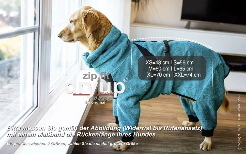 Dryup Body Zip.fit Hundebademantel Petrol 5 Dryup Body Zip.fit Hundebademantel Petrol – Bild 3