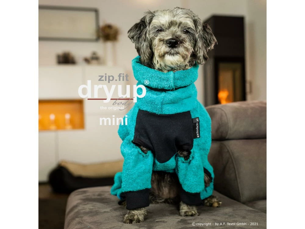 Dryup Body Zip.fit Mini Hundebademantel Petrol 5 Dryup Body Zip.fit Mini Hundebademantel Petrol – Bild 3