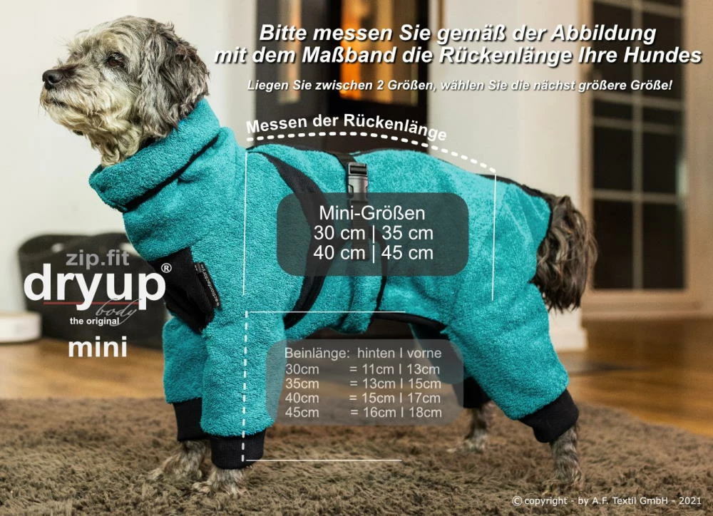 Dryup Body Zip.fit Mini Hundebademantel Petrol 6 Dryup Body Zip.fit Mini Hundebademantel Petrol – Bild 4