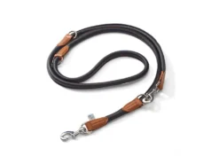 Elchleder Hundeleine Schwarz/cognac