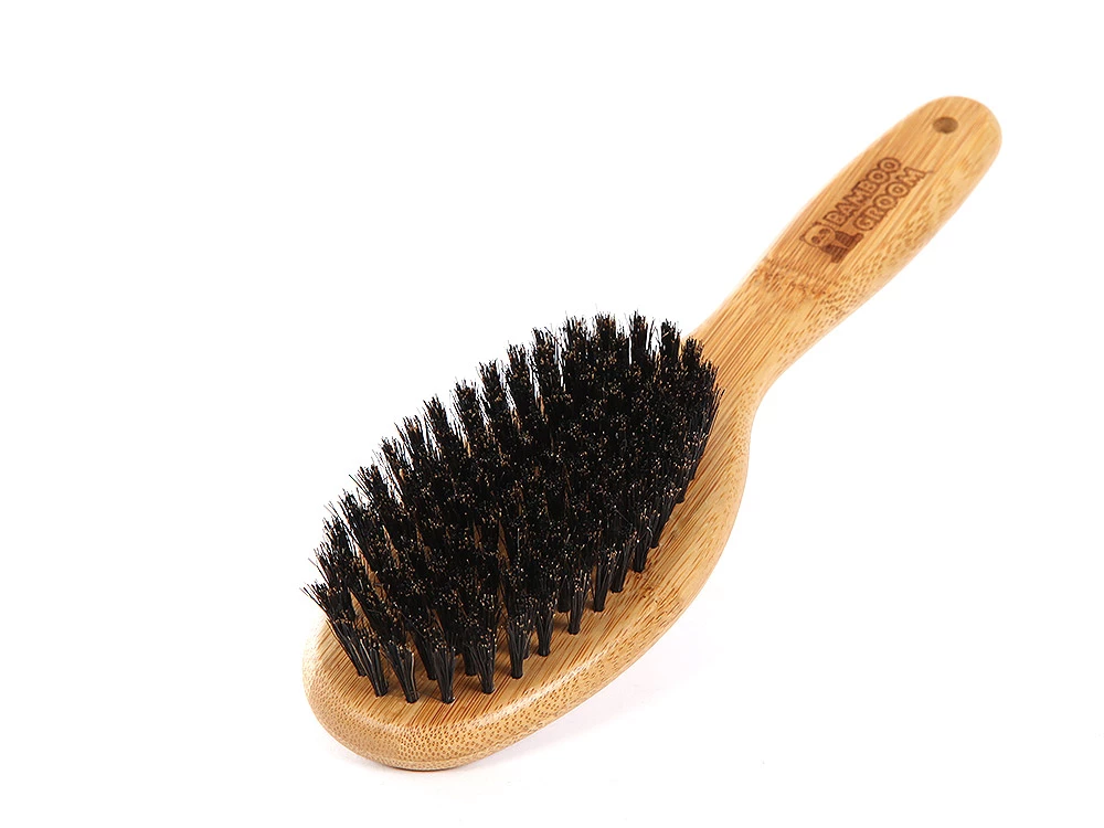 Bamboo Groom Ovale Hundebürste Mit Wildschwein-Borsten 3 Bamboo Groom Ovale Hundebürste Mit Wildschwein-Borsten